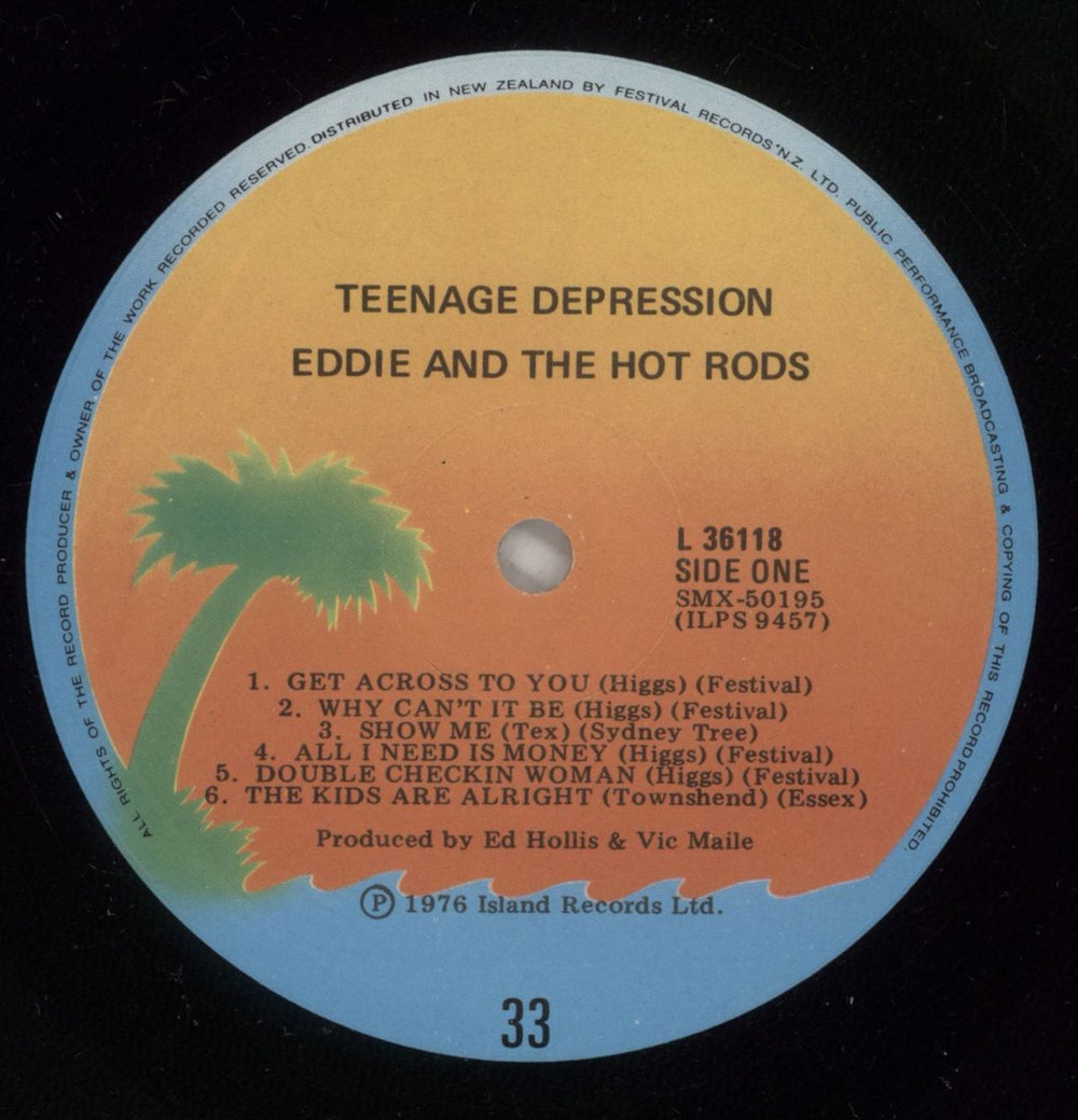 Eddie And The Hot Rods Teenage Depression New Zealand vinyl LP album (LP record) EHOLPTE877317