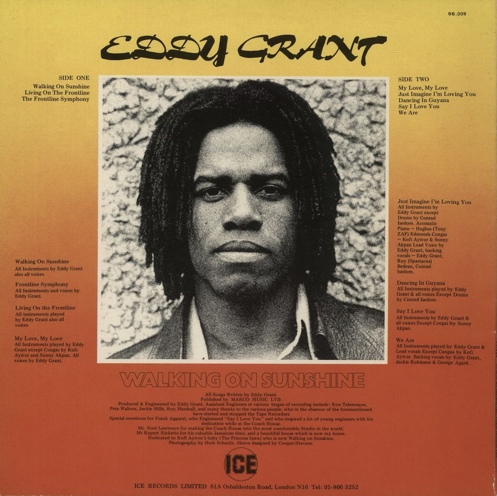 Eddy Grant Walking On Sunshine Dutch vinyl LP album (LP record)