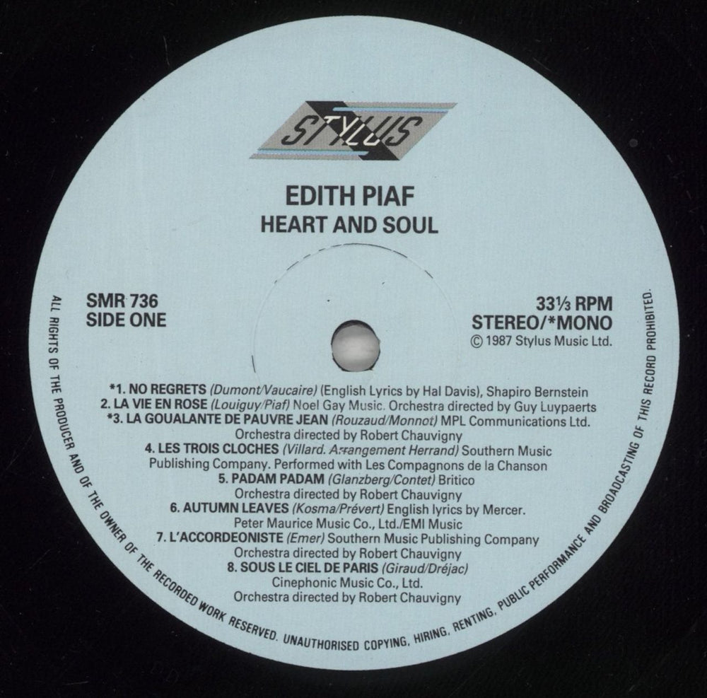Edith Piaf Heart And Soul UK vinyl LP album (LP record) EPFLPHE416349