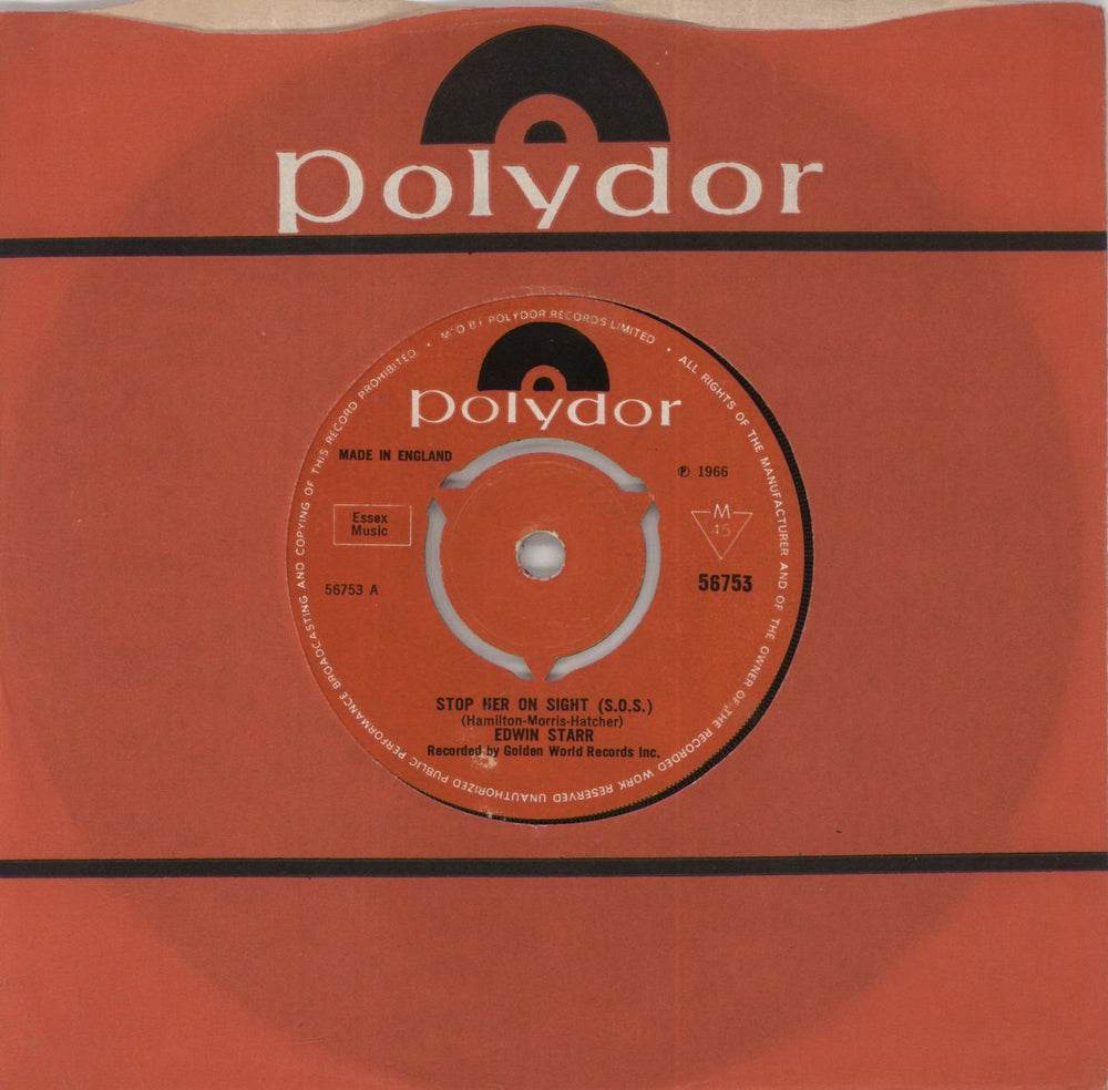 Edwin Starr Stop Her On Sight (S.O.S.) - 3pr UK 7" vinyl single (7 inch record / 45) 56753
