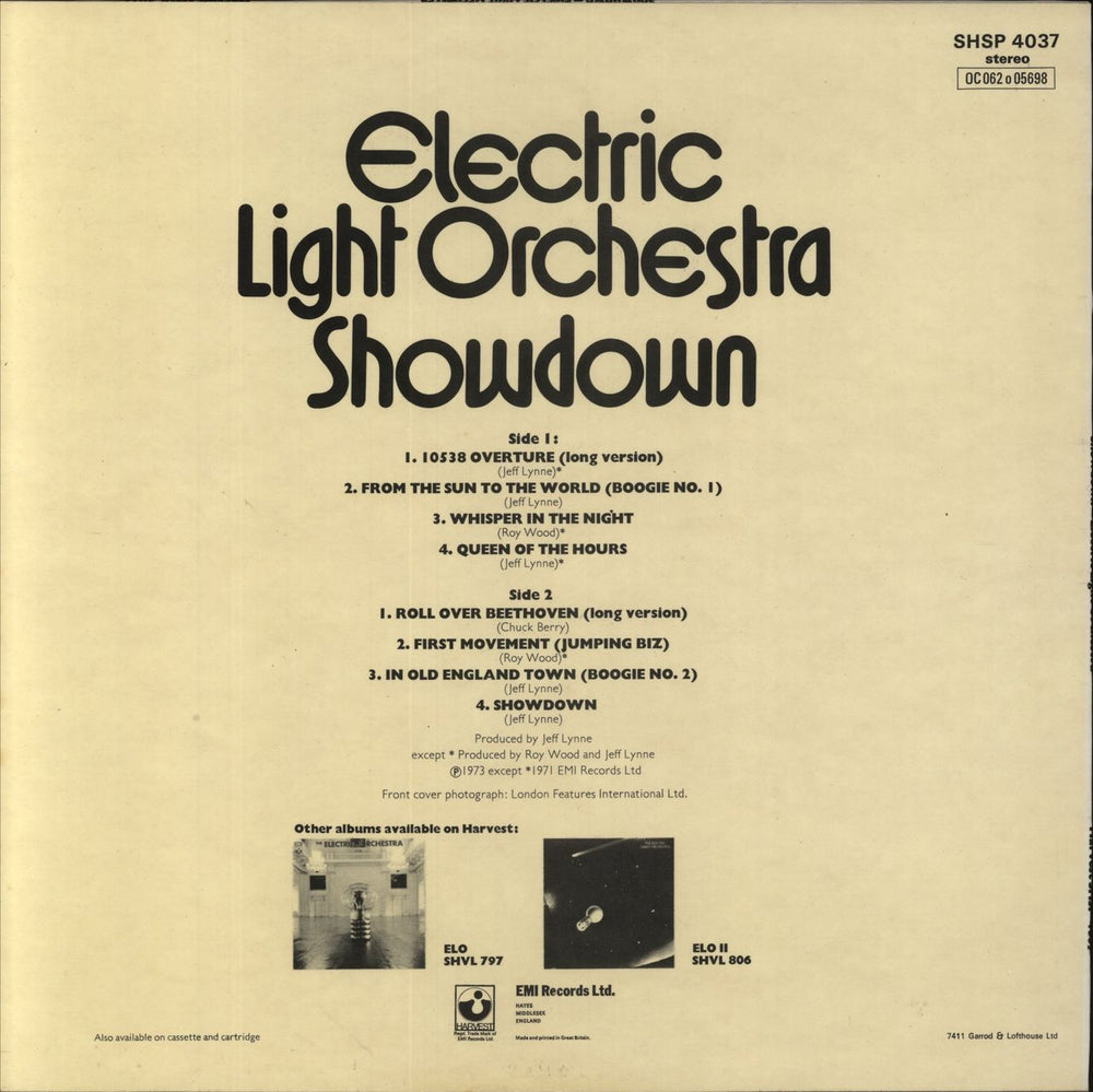 Electric Light Orchestra Showdown UK vinyl LP album (LP record)