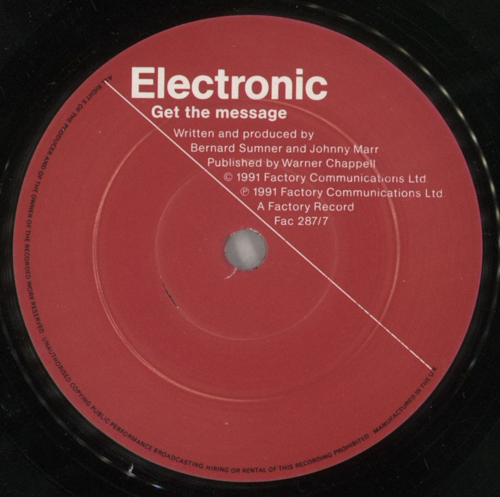 Electronic Get The Message UK 7" vinyl single (7 inch record / 45) ELE07GE59868