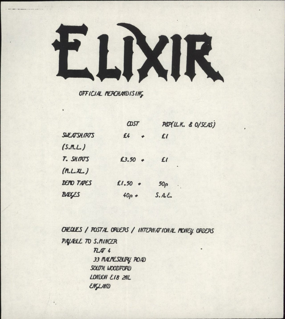 Elixir Treachery [Ride Like The Wind] + Picture Sleeve & Insert UK 7" vinyl single (7 inch record / 45)