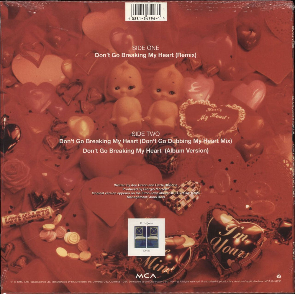 Elton John Don't Go Breaking My Heart (Remix) - Sealed US 12" vinyl single (12 inch record / Maxi-single) 008815479615