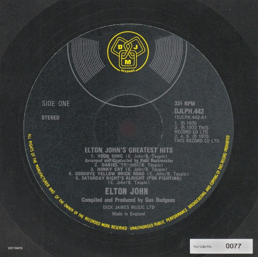 Elton John Greatest Hits - Numbered - SHM-CD Japanese SHM CD JOHHMGR843371