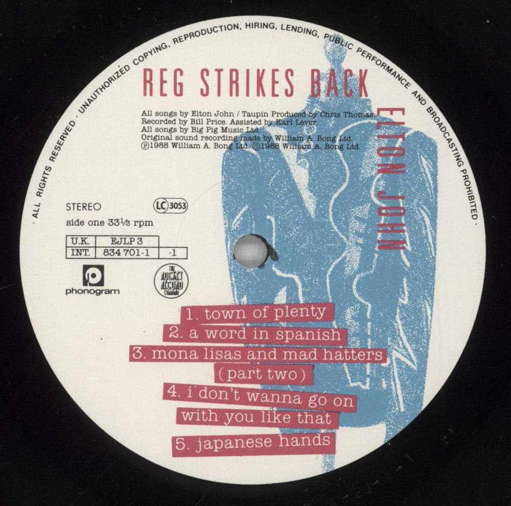 Elton John Reg Strikes Back UK vinyl LP album (LP record) JOHLPRE245299