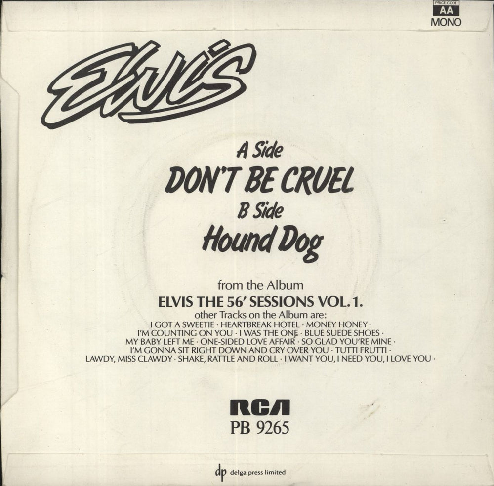Elvis Presley Don't Be Cruel UK 7" vinyl single (7 inch record / 45)