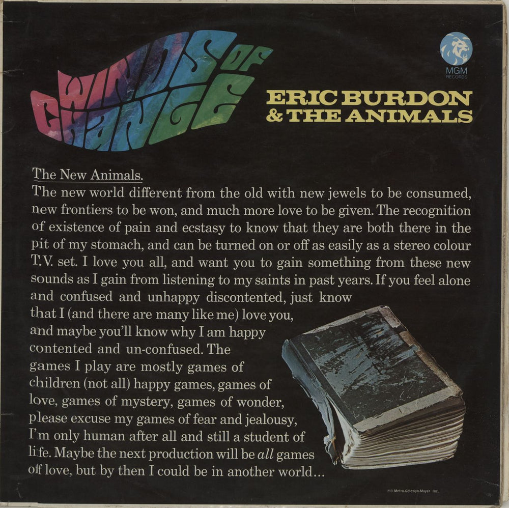 Eric Burdon & The Animals Winds Of Change - Stereo - VG/EX UK vinyl LP album (LP record) MGM-CS-8052