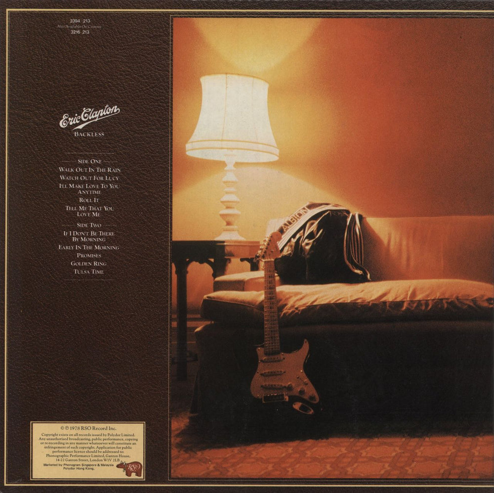 Eric Clapton Backless Hong Kong vinyl LP album (LP record)