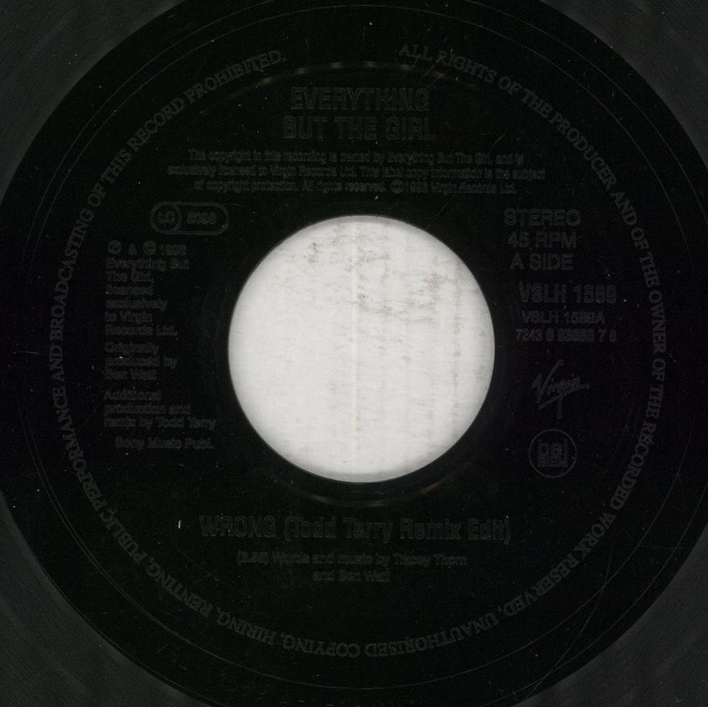 Everything But The Girl Wrong UK 7" vinyl single (7 inch record / 45) EVE07WR855217