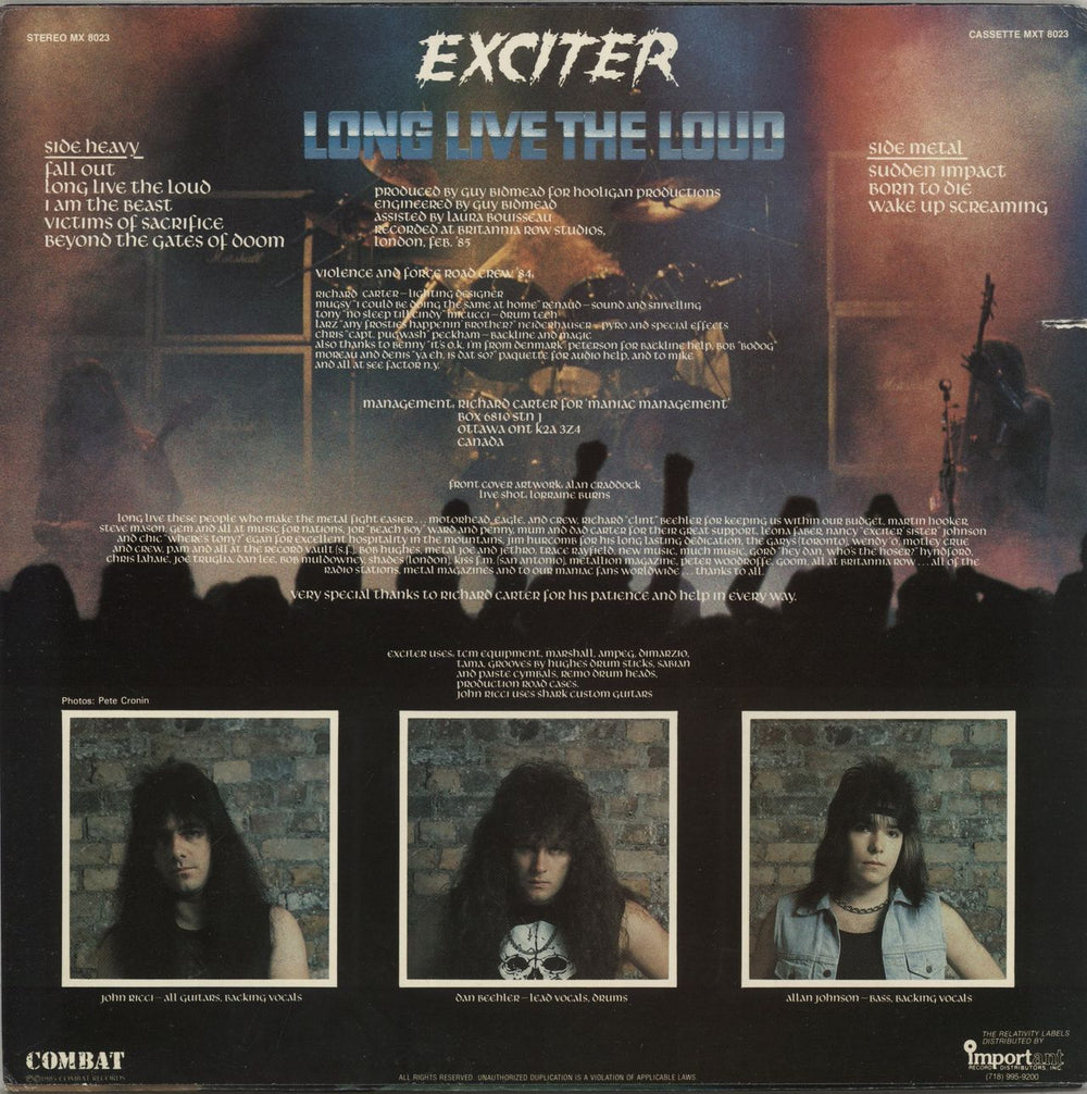 Exciter Long Live The Loud + Insert US vinyl LP album (LP record)