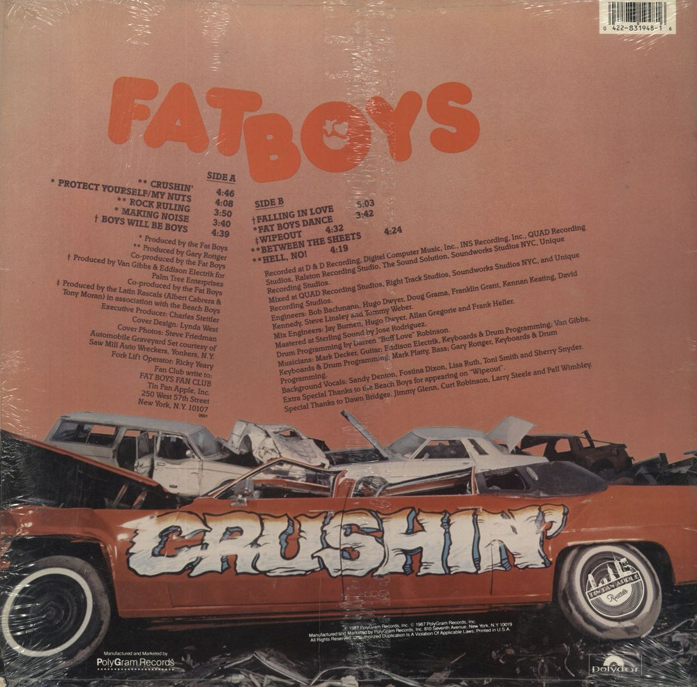 Fat Boys Crushin' US vinyl LP album (LP record) 042283194816