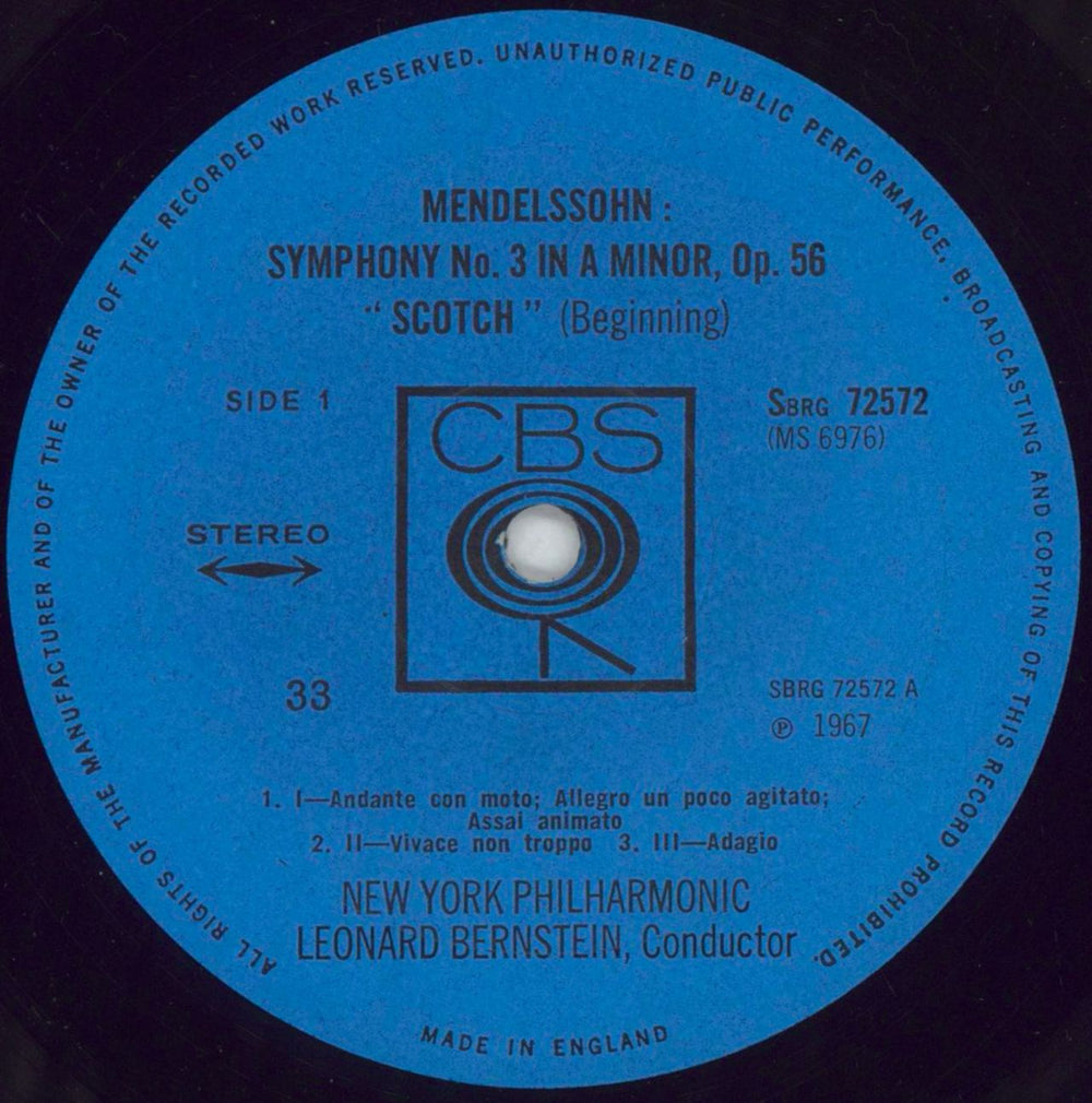 Felix Mendelssohn Mendelssohn: Scotch Symphony - Hebrides Overture UK vinyl LP album (LP record) M2BLPME856929