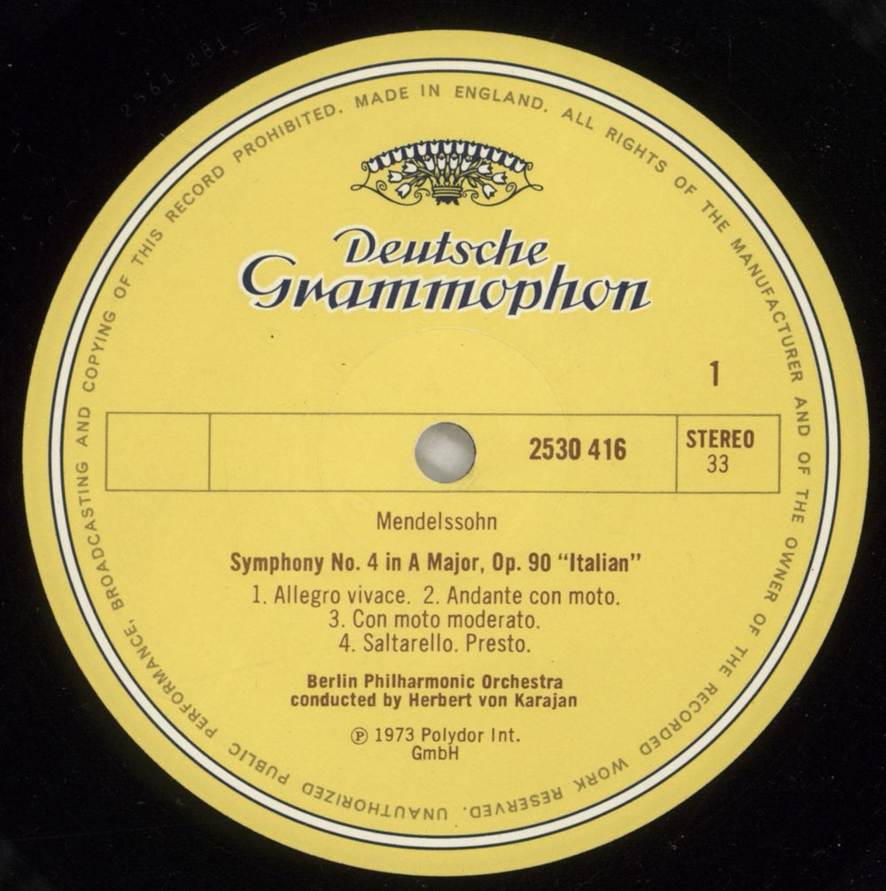 Felix Mendelssohn Symphonies Nos. 4 'Italian' & 5 'Reformation' UK vinyl LP album (LP record) M2BLPSY878196