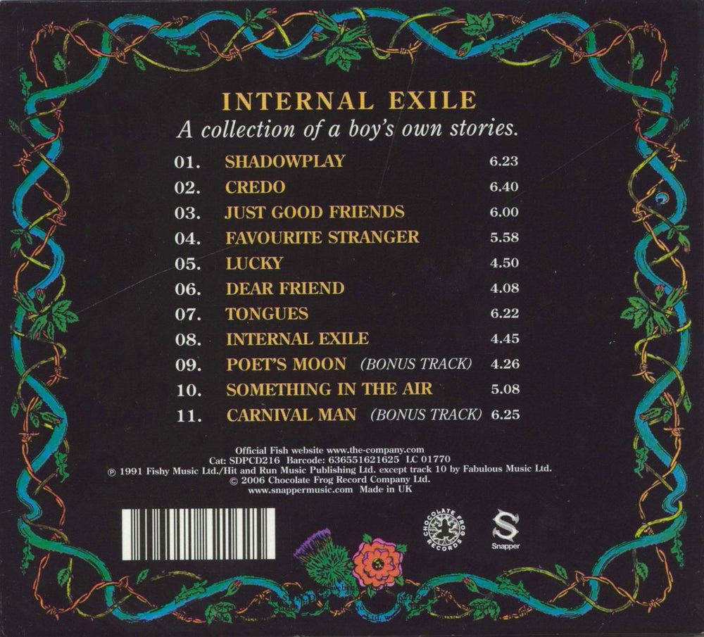 Fish Internal Exile UK CD album (CDLP)