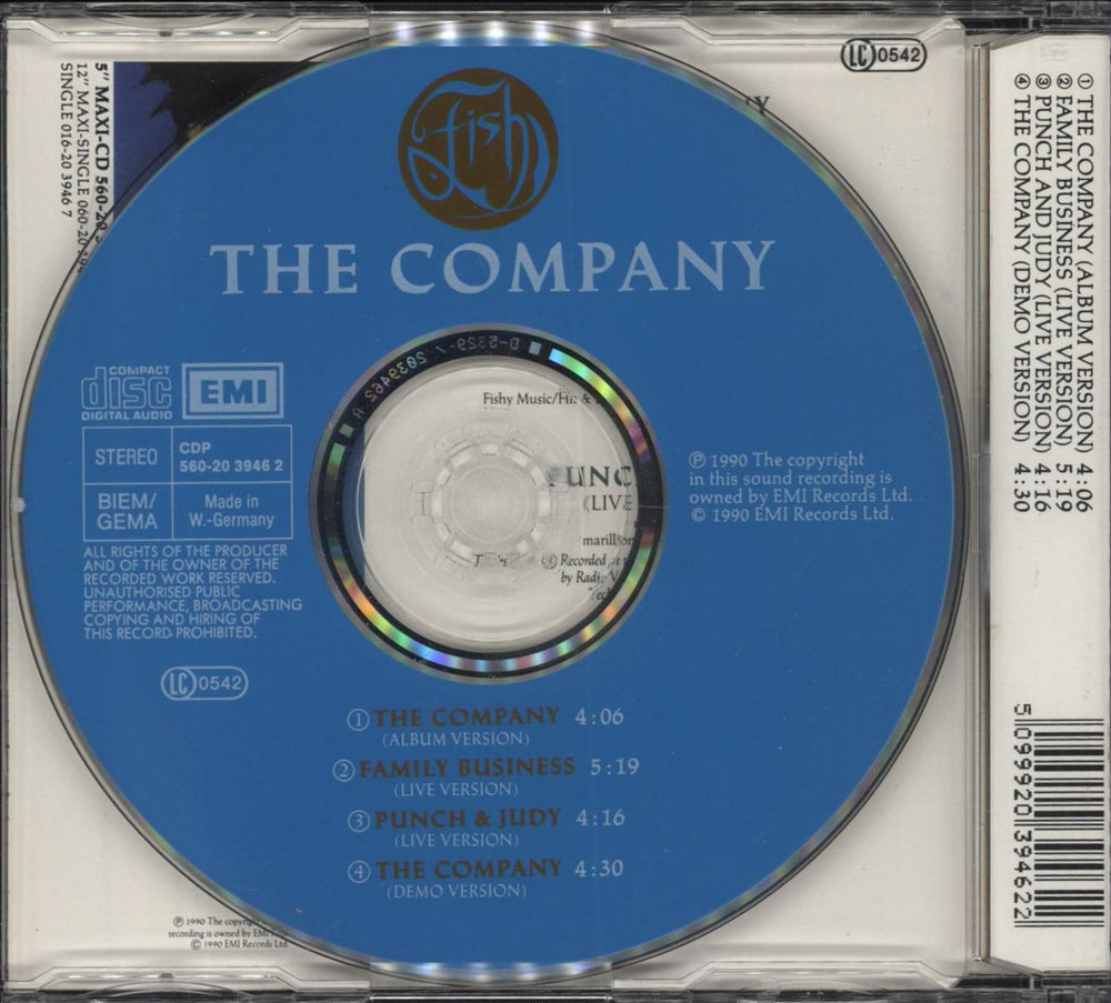 Fish The Company - Autographed German CD single (CD5 / 5") 5099920394622