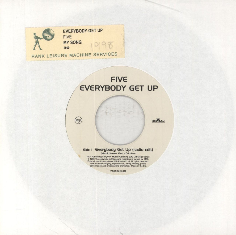 Five Everybody Get Up UK Promo 7" vinyl single (7 inch record / 45) 21613757B