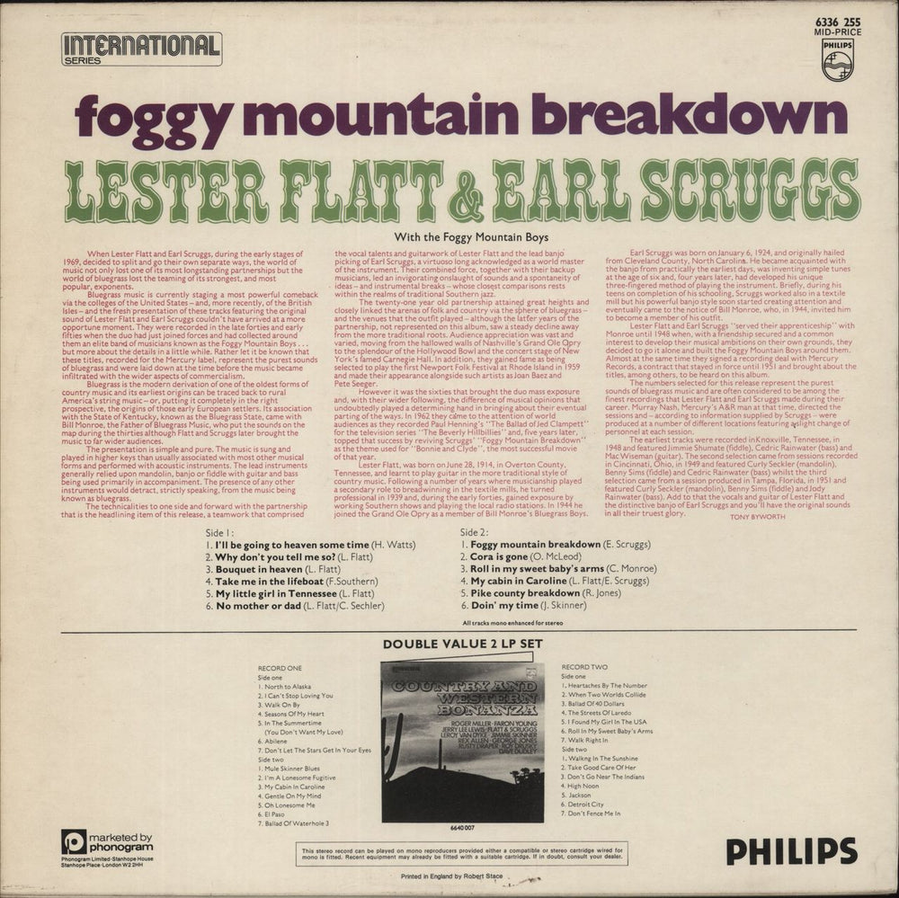 Flatt & Scruggs Foggy Mountain Breakdown UK vinyl LP album (LP record)
