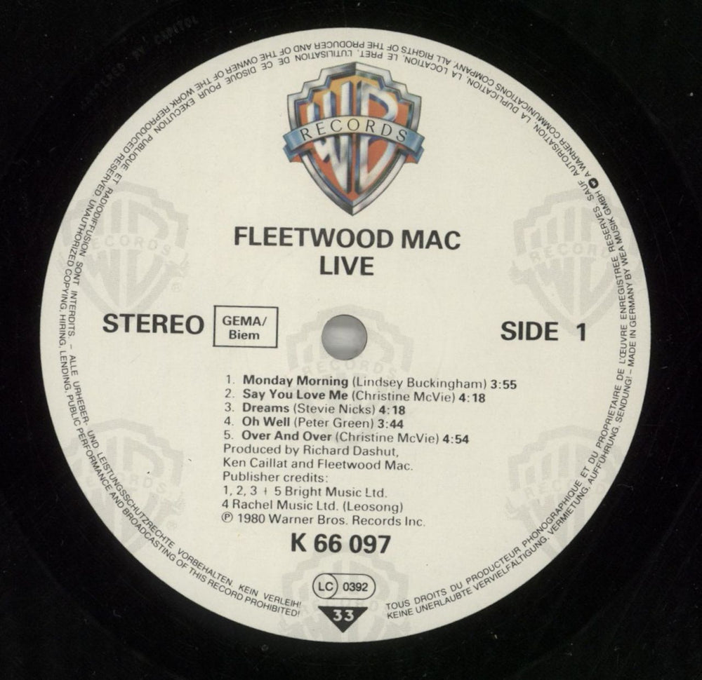 Fleetwood Mac Live German 2-LP vinyl record set (Double LP Album) MAC2LLI572779