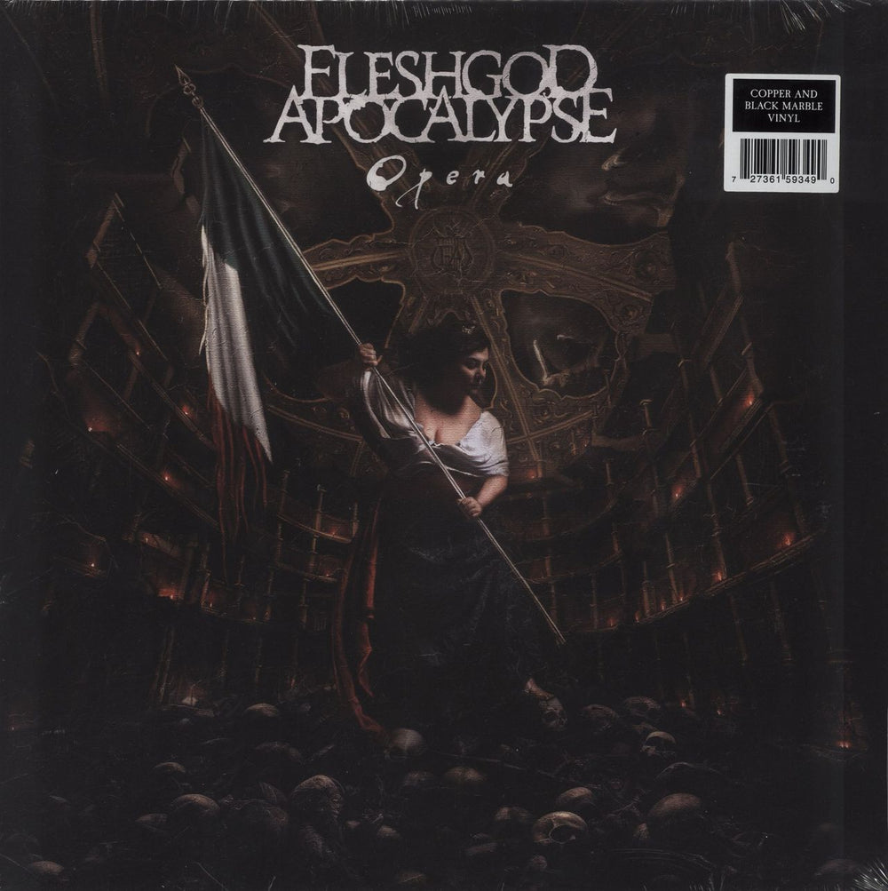 Fleshgod Apocalypse Opera - Copper And Black Marble Vinyl - Sealed UK vinyl LP album (LP record) NBR5934