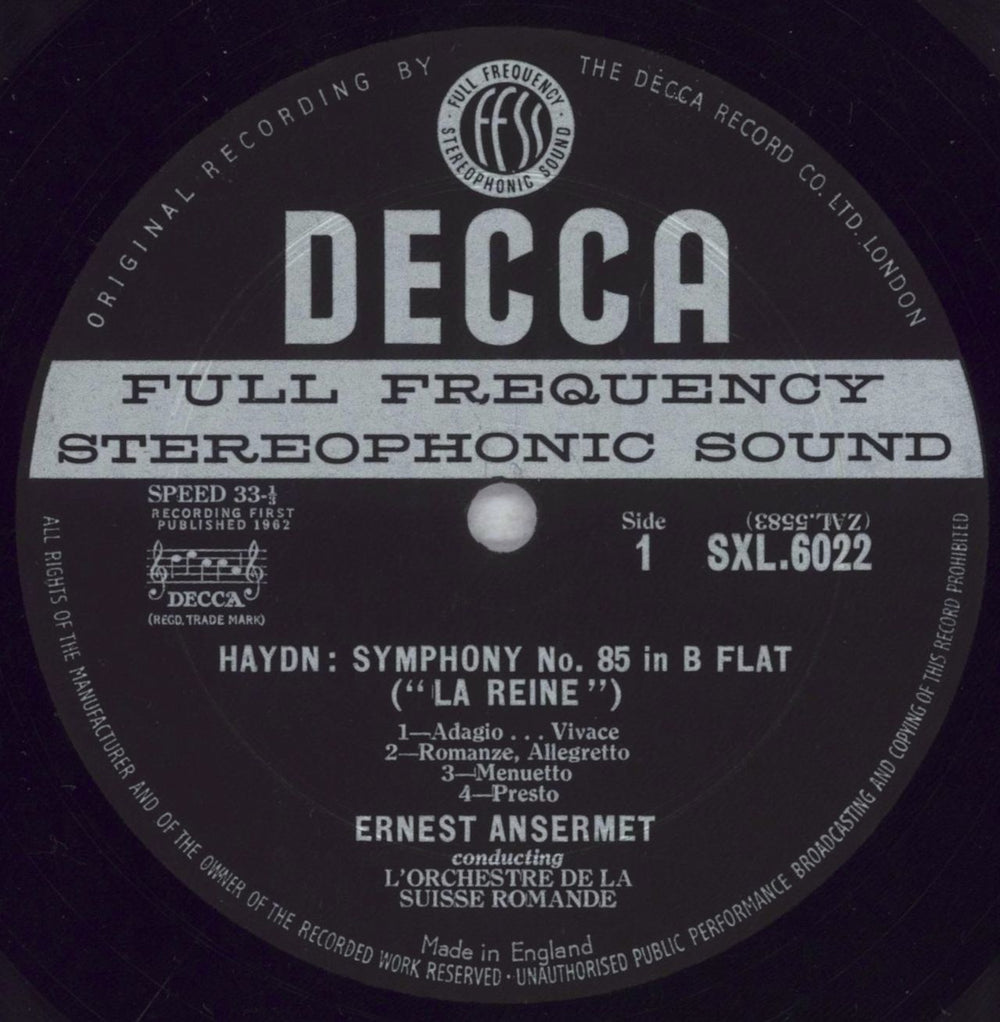 Franz Joseph Haydn La Reine UK vinyl LP album (LP record) HJYLPLA848414