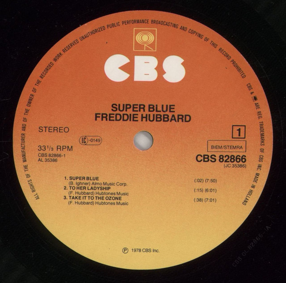 Freddie Hubbard Super Blue UK vinyl LP album (LP record) FBHLPSU860486