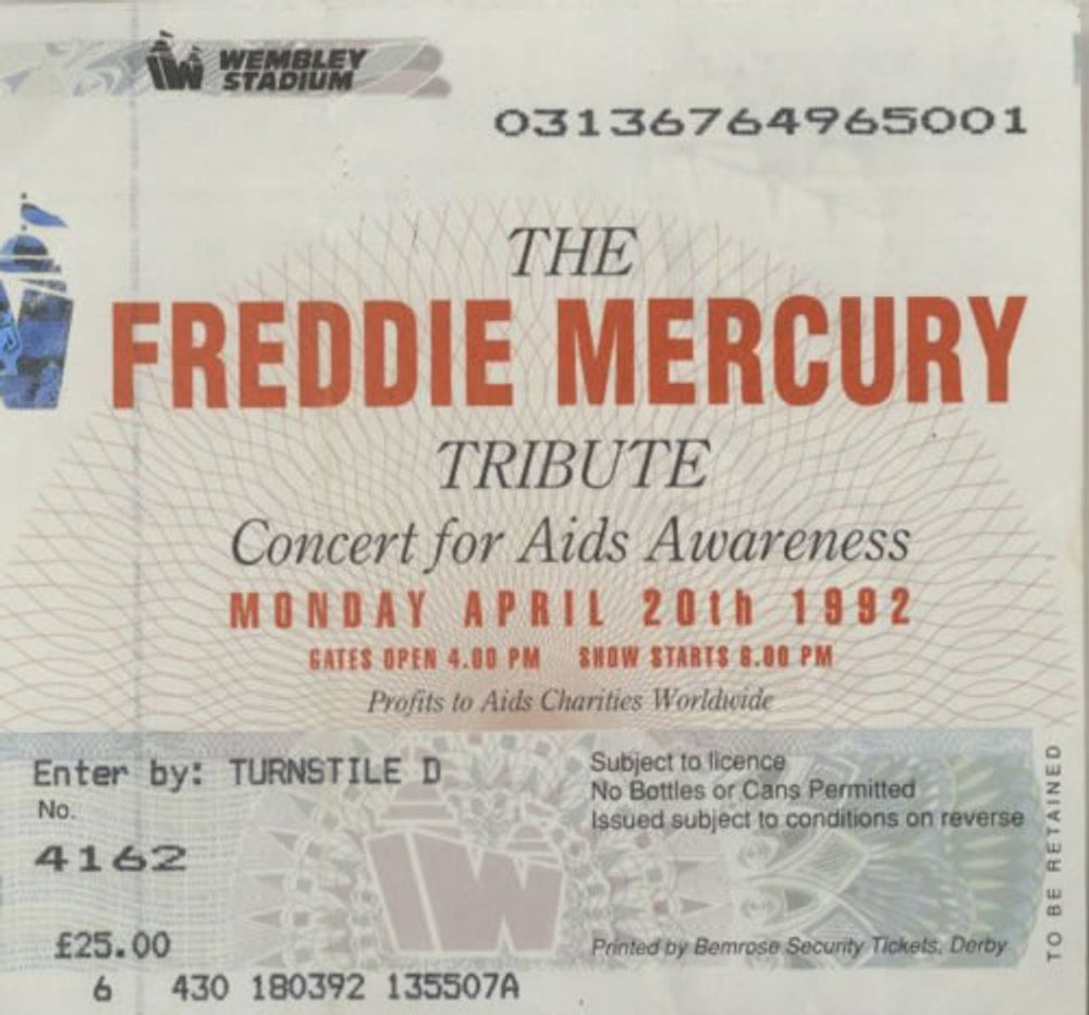 Freddie Mercury The Freddie Mercury Tribute Concert + Ticket Stub & Banner UK tour programme MERTRTH586953