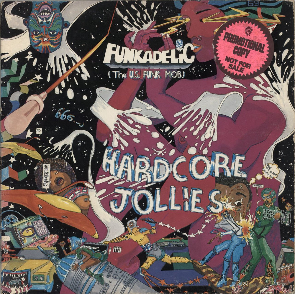 Funkadelic Hardcore Jollies + Promo Sticker US Promo vinyl LP album (LP record) BS2973