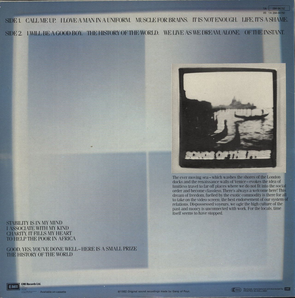 Gang Of Four Songs Of The Free Dutch vinyl LP album (LP record)