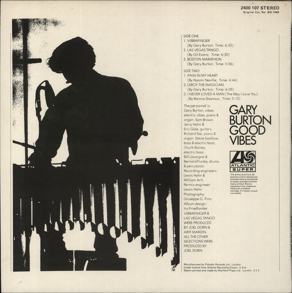 Gary Burton Good Vibes UK vinyl LP album (LP record)