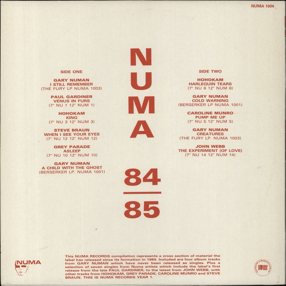 Gary Numan Numa Records Year 1 UK vinyl LP album (LP record)