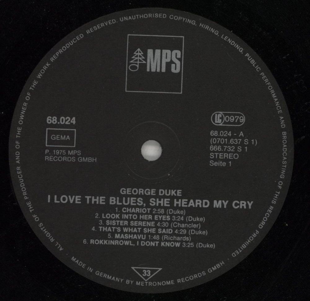 George Duke I Love The Blues, She Heard My Cry German vinyl LP album (LP record) GA9LPIL870675