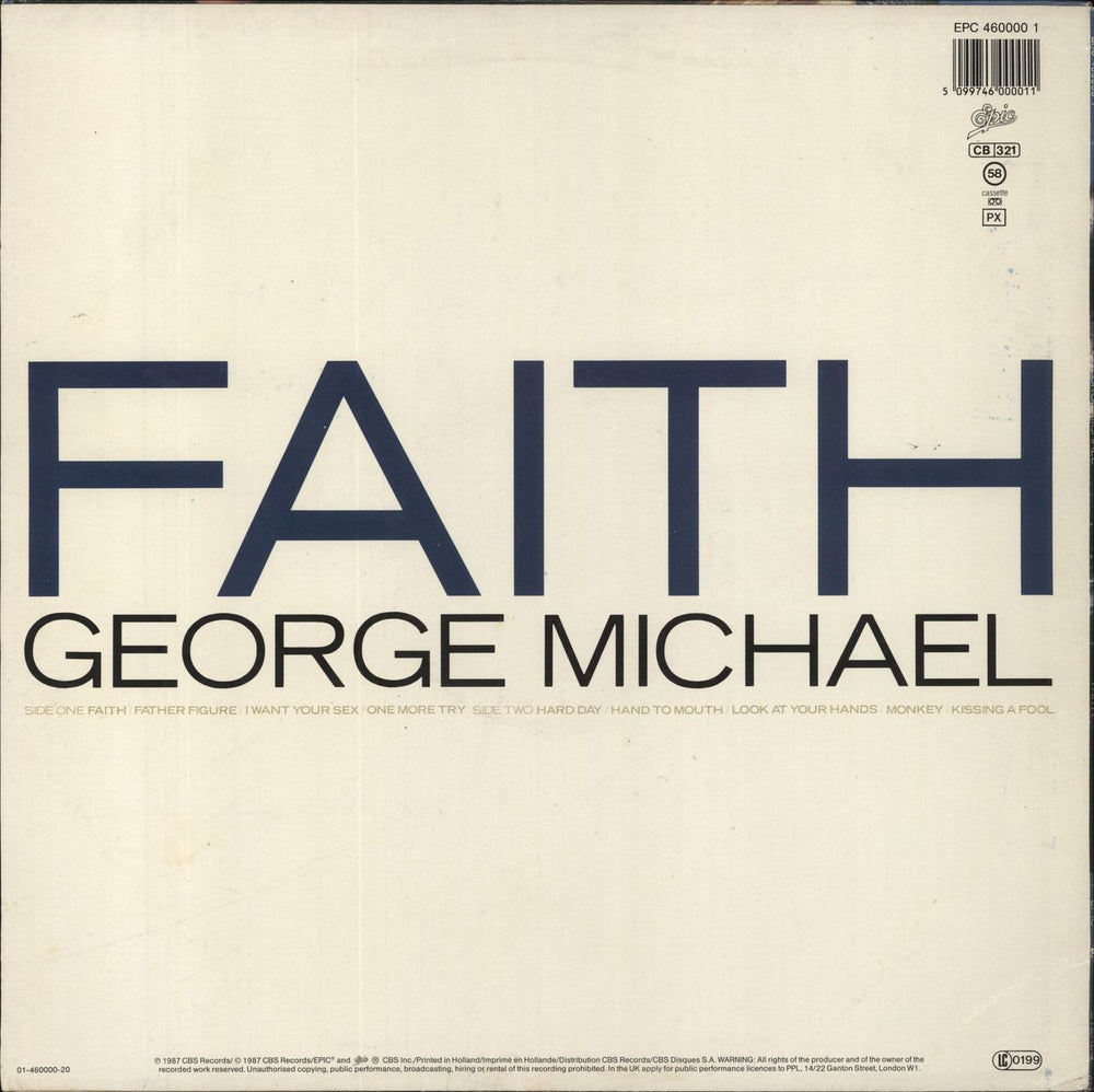 George Michael Faith - Hype Stickered - EX Dutch vinyl LP album (LP record) 5099746000011