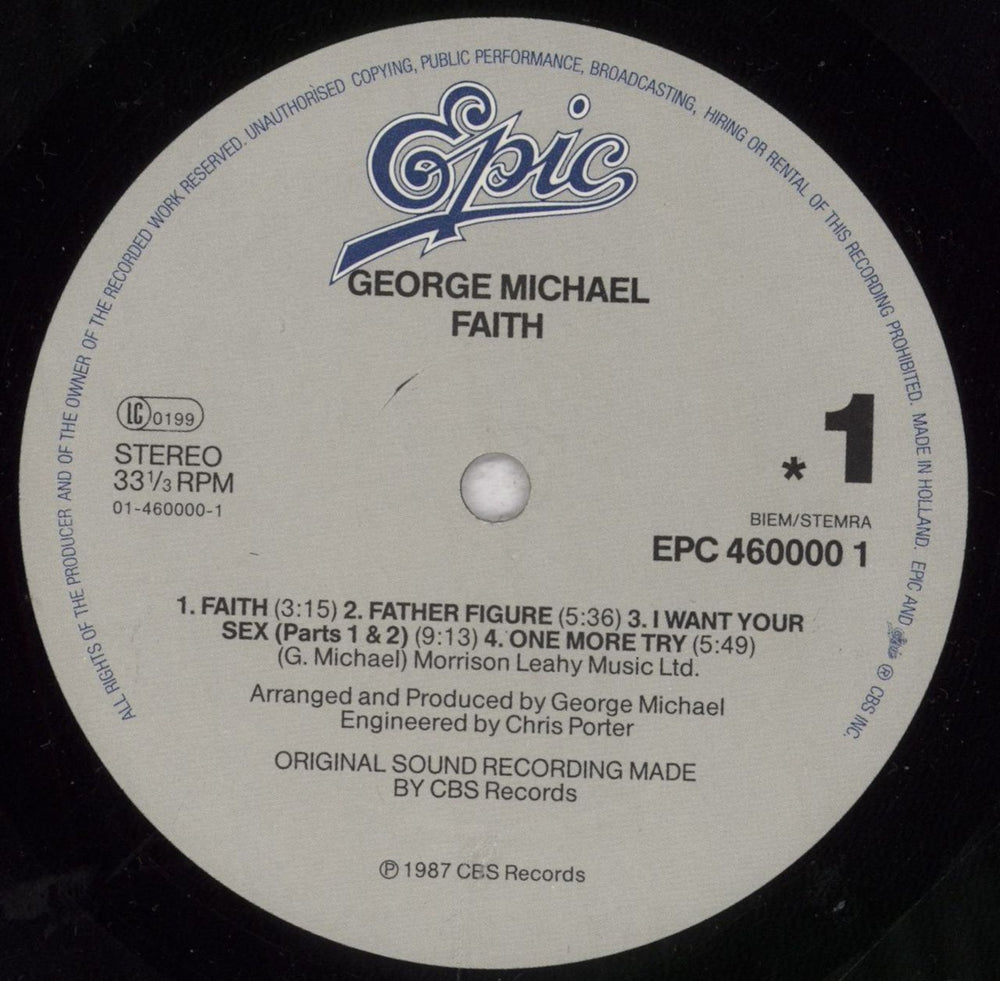 George Michael Faith - Hype Stickered - EX Dutch vinyl LP album (LP record) GEOLPFA729598