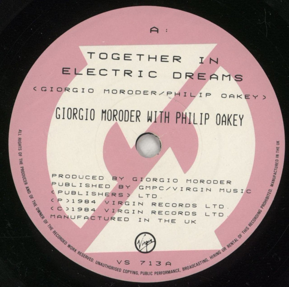 Giorgio Moroder Together In Electric Dreams UK 7" vinyl single (7 inch record / 45) GIO07TO289379