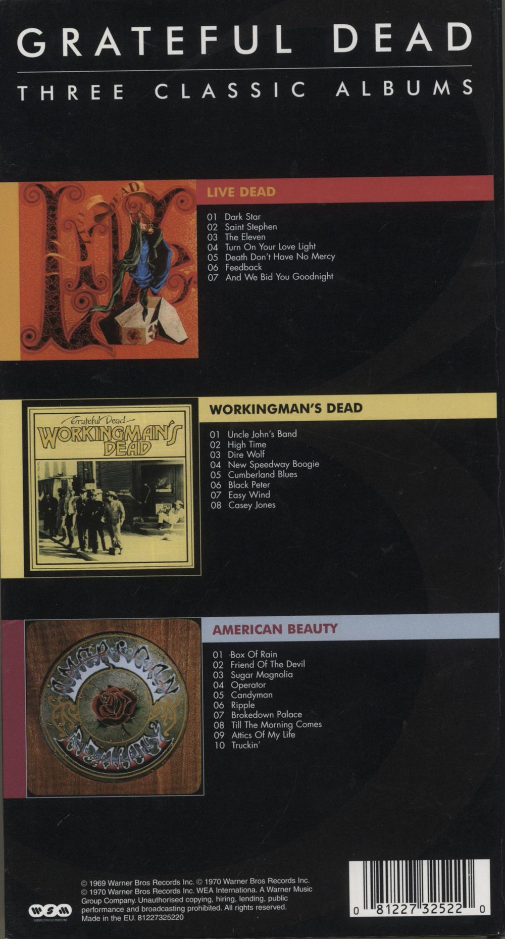 Grateful Dead Trilogy German 3-CD album set (Triple CD) 081227325220