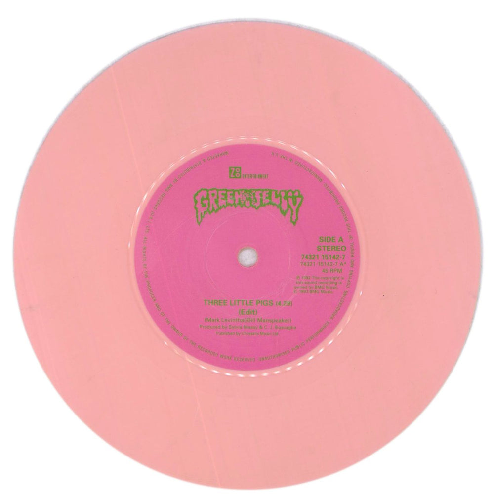 Green Jelly Three Little Pigs - Pink Vinyl - EX UK 7" vinyl single (7 inch record / 45) GRJ07TH840617