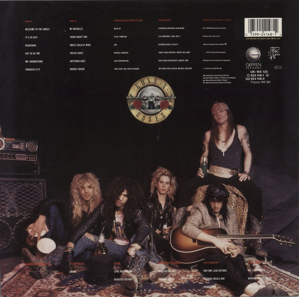 Guns N Roses Appetite For Destruction - 1st + Lyric Warning Hype Sticker UK vinyl LP album (LP record) 075992414814