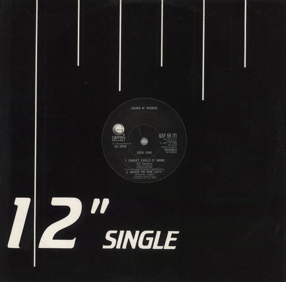 Guns N Roses Sweet Child O Mine UK 12" vinyl single (12 inch record / Maxi-single) GEF55T