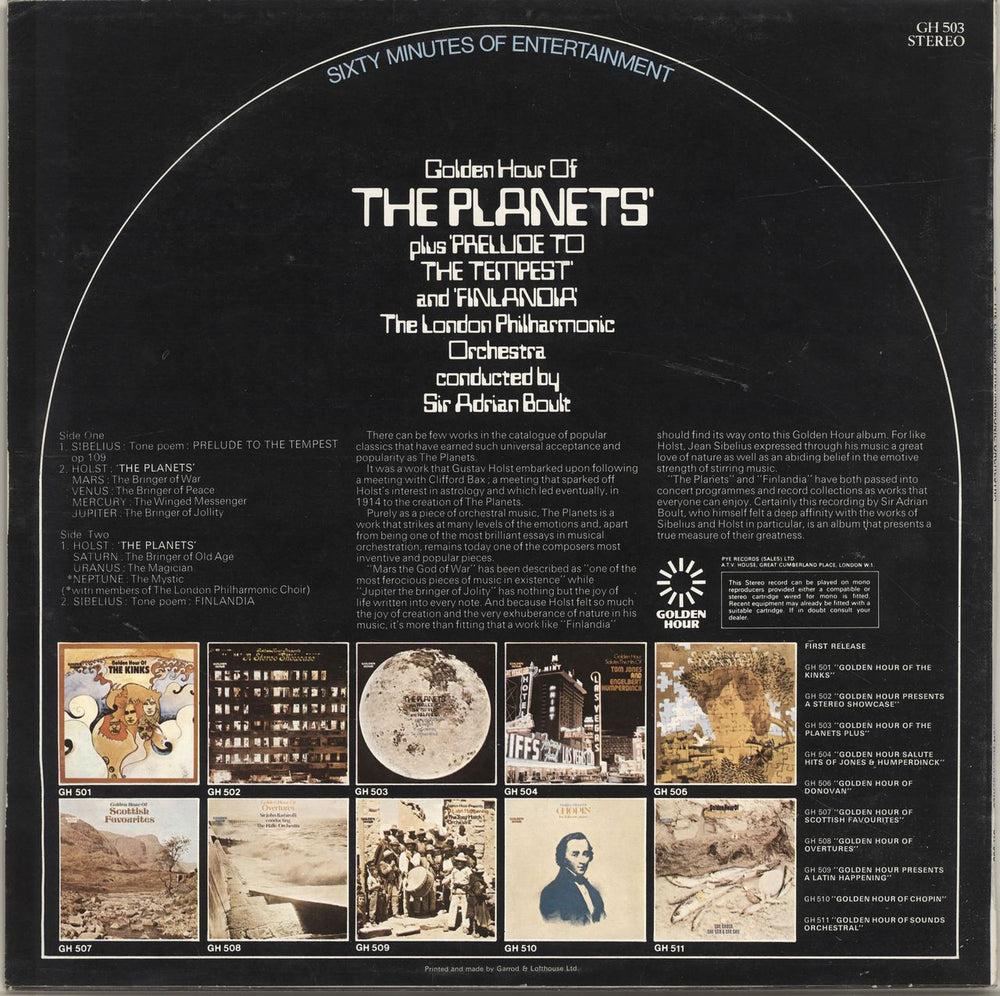 Gustav Holst Golden Hour Of The Planets UK vinyl LP album (LP record)