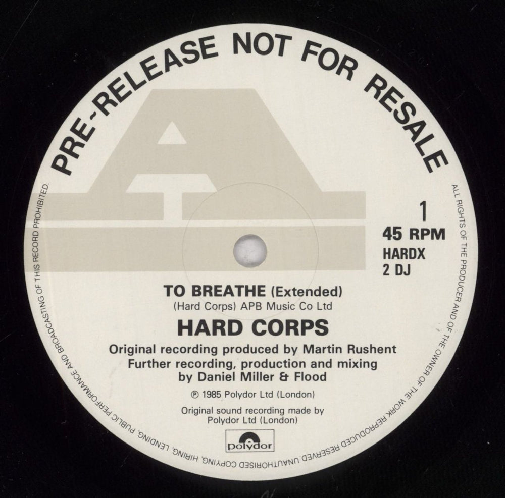 Hard Corps To Breathe UK Promo 12" vinyl single (12 inch record / Maxi-single) HARDX2DJ