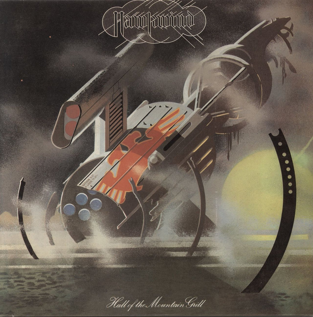 Hawkwind Hall Of The Mountain Grill + Inner - Yellow labels UK vinyl LP album (LP record) UAG29672