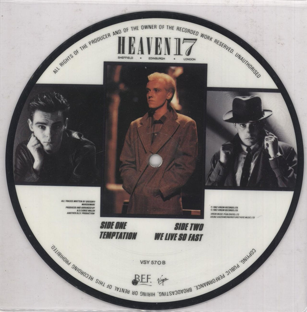 Heaven 17 Temptation UK 7" vinyl picture disc (7 inch picture disc single)