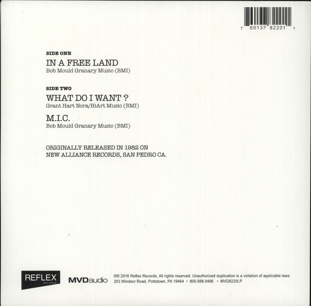 Husker Du In A Free Land - RSD16 US 7" vinyl single (7 inch record / 45) 760137822011