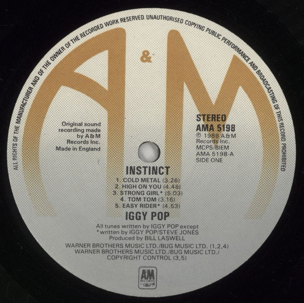 Iggy Pop Instinct UK vinyl LP album (LP record) IGGLPIN102807