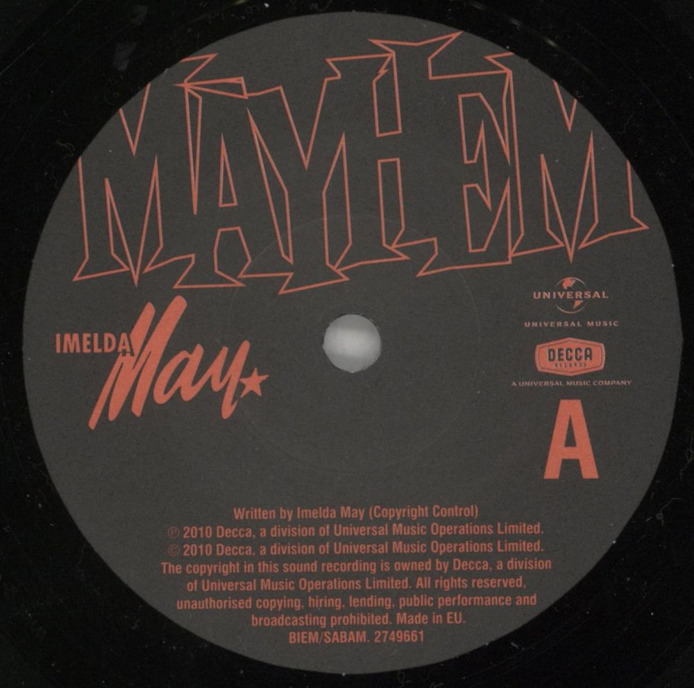Imelda May Mayhem UK 7" vinyl single (7 inch record / 45) IM-07MA850845