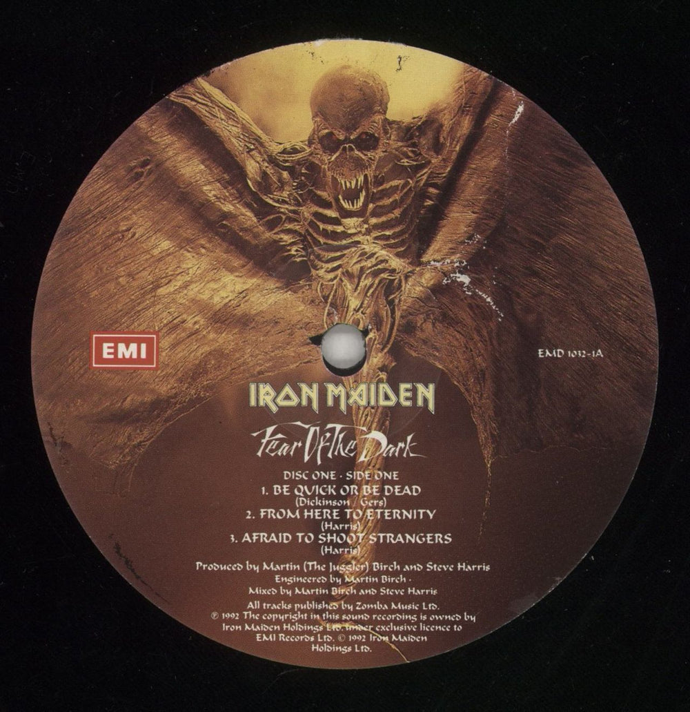 Iron Maiden Fear Of The Dark + Stickered & Insert - VG UK 2-LP vinyl record set (Double LP Album) IRO2LFE873222