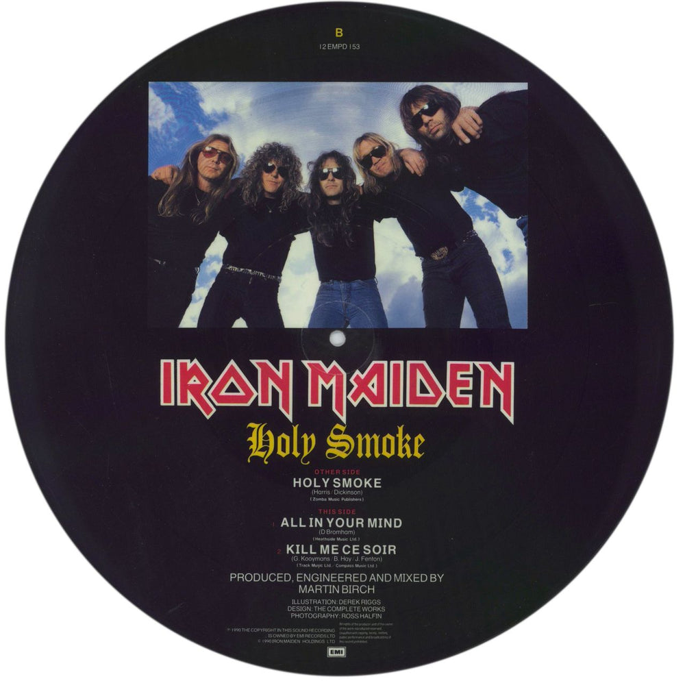 Iron Maiden Holy Smoke + Insert UK 12" vinyl picture disc (12 inch picture record)