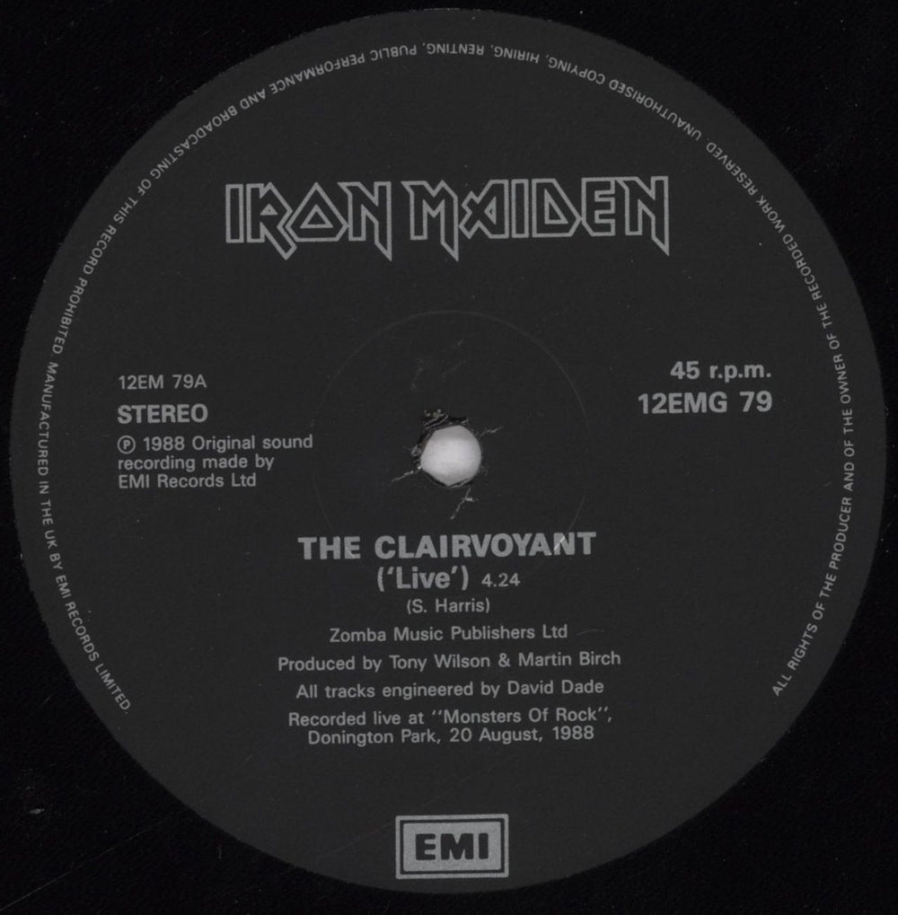 Iron Maiden The Clairvoyant UK 12" vinyl single (12 inch record / Maxi-single) IRO12TH00719