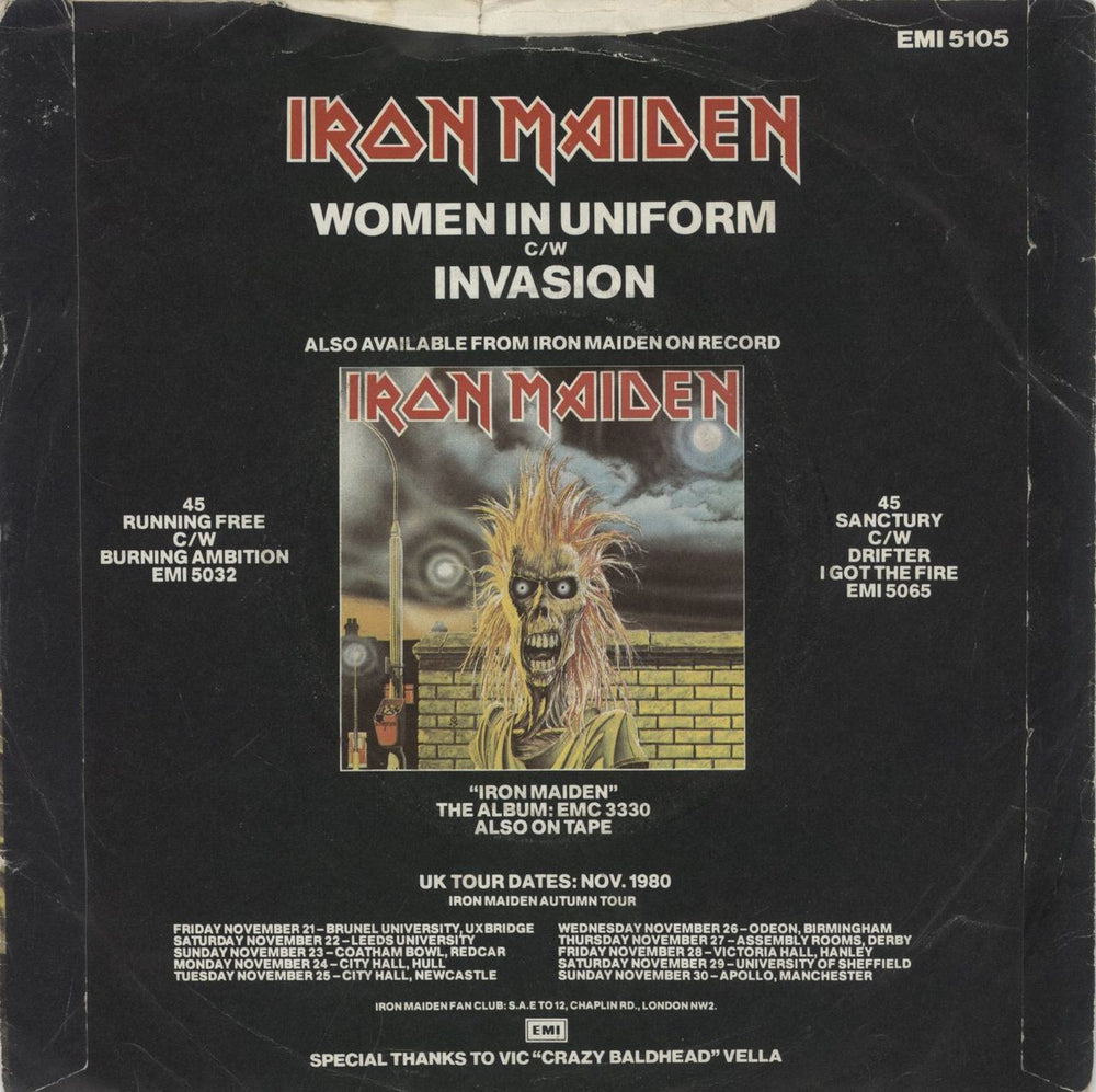 Iron Maiden Women In Uniform - P/S - VG UK 7" vinyl single (7 inch record / 45)